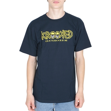 Krooked skateboards T-shirt s/s Eyes fill Navy/yellow
